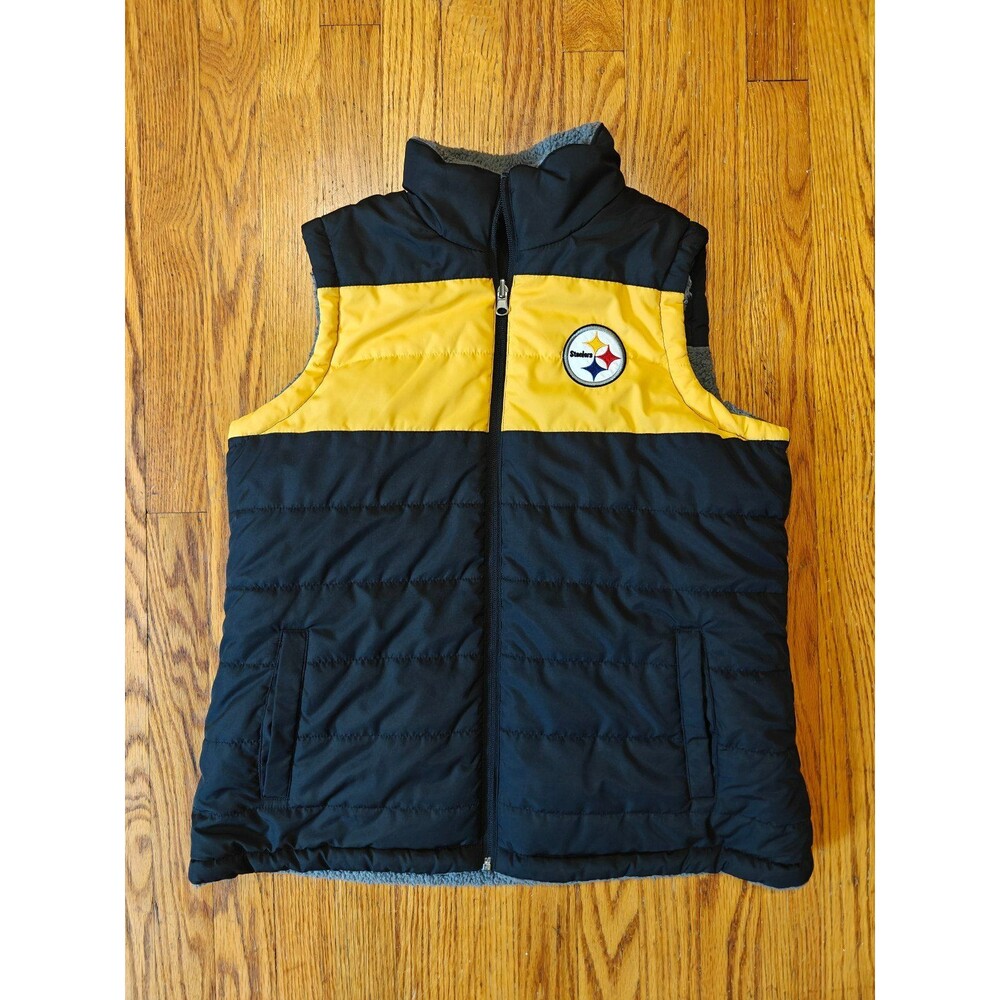 NFL Pittsburgh Steelers Reversible Puffer Vest Fleece Lined Women's Large